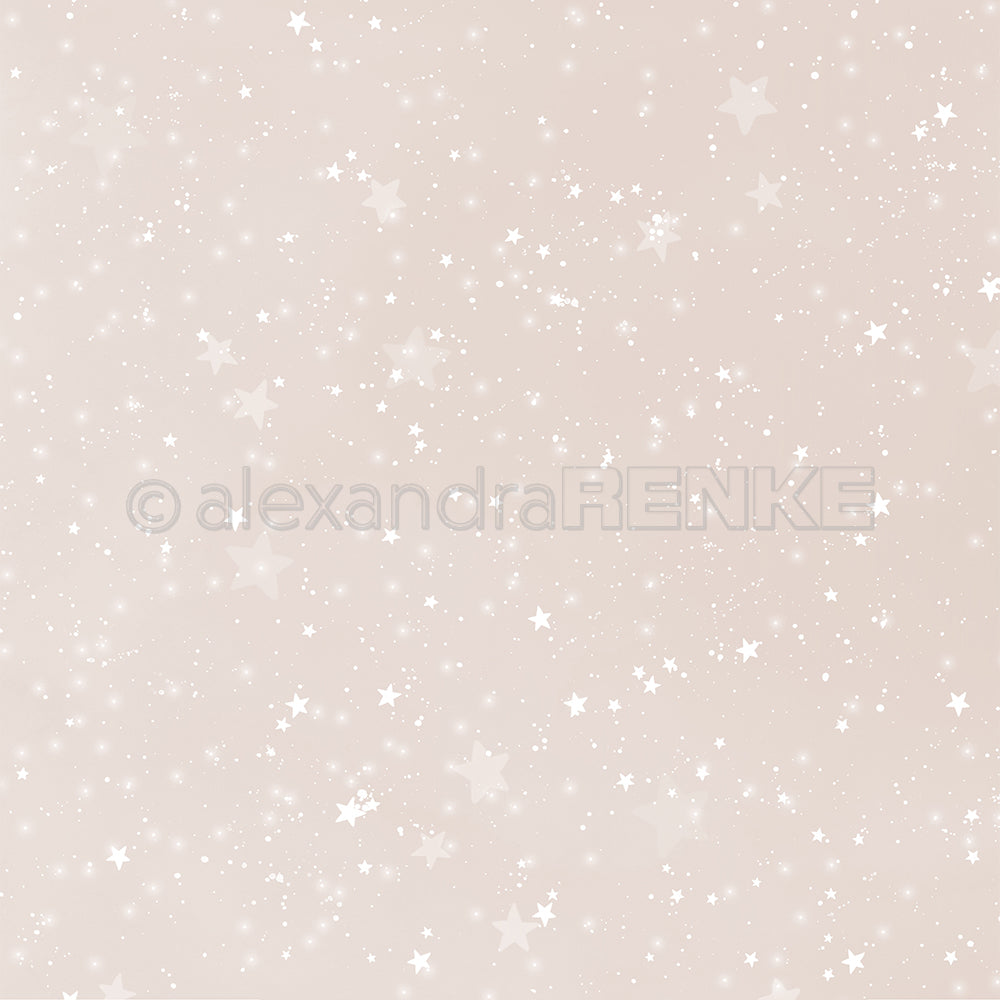 Sanftes Beige mit weißen Sternen und Glitzern, inspiriert von Aquarell Sternenhimmel von Alexandra Renke, schafft eine verträumte, magische Atmosphäre, ideal für Designpapier oder Teetassen Grau Dekor.