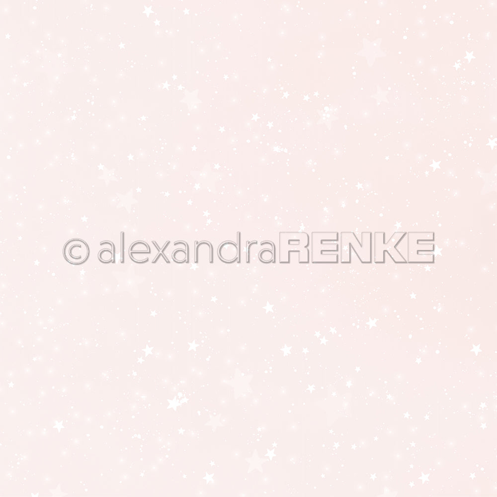 Hellrosa Hintergrund mit zarten weißen Sternen und Glitzer von Alexandra Renke, perfekt für Papierprojekte oder als Designpapier.