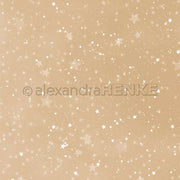 Hellbeiger Hintergrund mit weißen Sternen und Glitzern, der an eine verträumte Nacht erinnert - perfekt als Alexandra Renke Designpapier für Aquarell Sternenhimmel Papierprojekte oder jedes andere kreative Projekt.