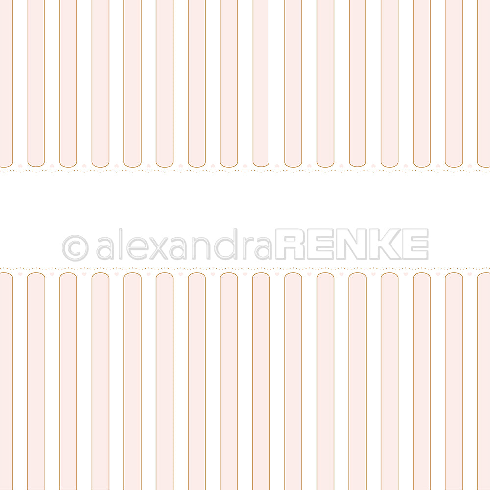 Vertikale pfirsichfarbene Linien auf weißem Hintergrund mit einem zentralen weißen horizontalen Band und gepunkteten Rändern - dieses Design von Alexandra Renke ist perfekt für Papierprojekte oder als stilvoller Akzent auf Designpapier.