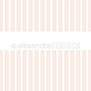 Vertikale pfirsichfarbene Linien auf weißem Hintergrund mit einem zentralen weißen horizontalen Band und gepunkteten Rändern - dieses Design von Alexandra Renke ist perfekt für Papierprojekte oder als stilvoller Akzent auf Designpapier.