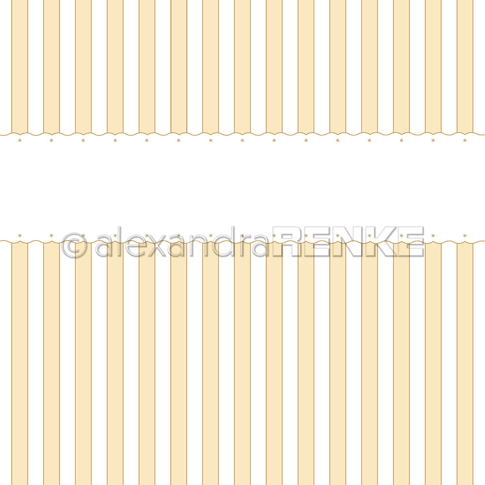Vertikale beige-weiße Streifen mit zwei Wellenbrechern und einem weißen Mittelstreifen - perfektes Alexandra Renke Designpapier für Papierprojekte oder als zarte Stern-Bordüre.