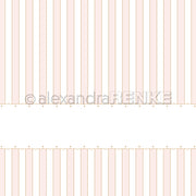 Vertikale zartrosa Streifen mit einem breiten weißen Querstreifen, eingefasst von einer goldenen Pünktchen-Bordüre - perfekt für Papierprojekte oder zur Aufwertung jeder Designpapier-Kollektion von Alexandra Renke.
