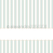Hellblaue und weiße Längsstreifen mit weißem Querstreifen und Pünktchenbordüre - ein stilvolles Alexandra Renke Designpapier (Pünktchen-Bordüre Mint) für Ihr nächstes Papierprojekt.