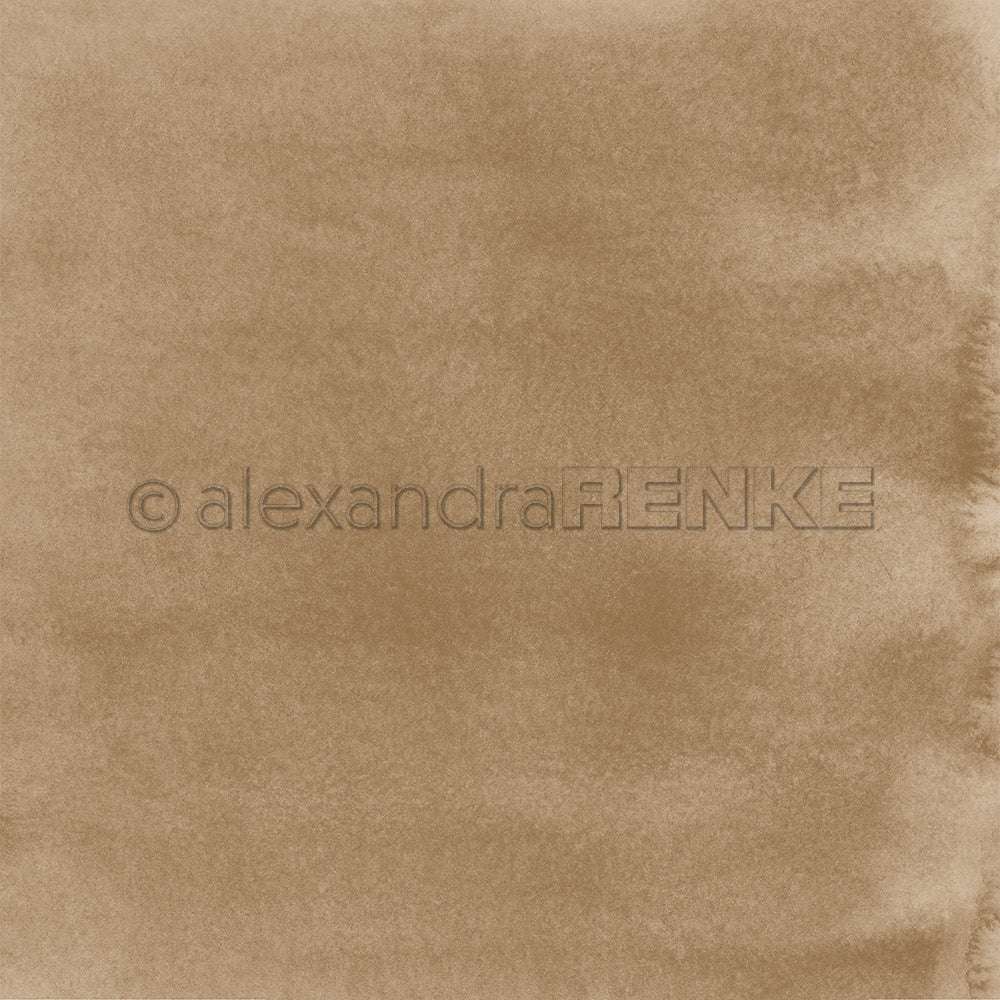 Hellbraune Mimi Kakaobraun-Aquarelltextur von Alexandra Renke mit weicher, unebener Oberfläche und dezentem Farbverlauf - ideal für Papierprojekte oder als elegantes Designpapier, mit zentralem Wasserzeichen.