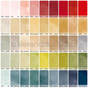 Raster aus 40 leuchtenden Aquarellfarben - von Rot über Gelb bis hin zu Blau und Grün - als perfekte Inspiration für Grußkarten oder Papierprojekte mit Alexandra Renke Designpapier Weihnachten 2024.