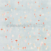 Pastellrote und rosafarbene Laternen schweben vor einem hellblauen Himmel mit zarten Grashalmen darunter. So entstehen verträumte Lampionträume, die sich ideal für Ihr nächstes Designpapier oder Papierprojekt eignen, gestaltet von Alexandra Renke.