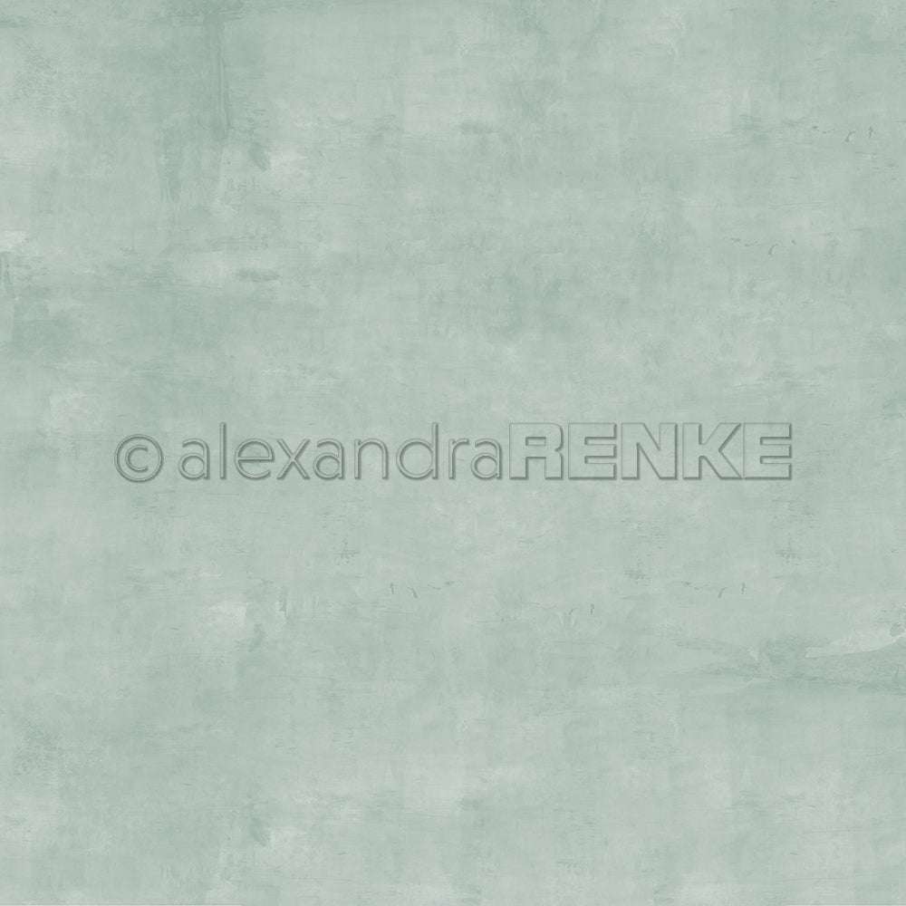 Heller mintgrüner Aquarellhintergrund mit dem Schriftzug "Alexandra Renke" in der Mitte - ideal für kreative Papierprojekte und Designpapier.