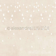 Dutzende von Teebeuteln hängen an Schnüren vor einem hellbeigen, strukturierten Hintergrund und schaffen eine gemütliche Szene, die perfekt für Papierprojekte oder Grußkarten mit dem einzigartigen Stil von Alexandra Renke ist.