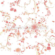 Zarte rosa und rote Blüten mit Ranken und Zweigen auf weißem Designpapier von Alexandra Renke für Grußkarten und Papierprojekte.