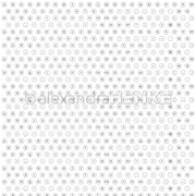 Muster aus weißen, kreisförmigen Tastaturtasten mit schwarzen Buchstaben und Zahlen auf hellem Hintergrund, inspiriert von Typewriter Alphabet Diamantgrau von Alexandra Renke - ideal für Designpapiere oder kreative Papierprojekte.