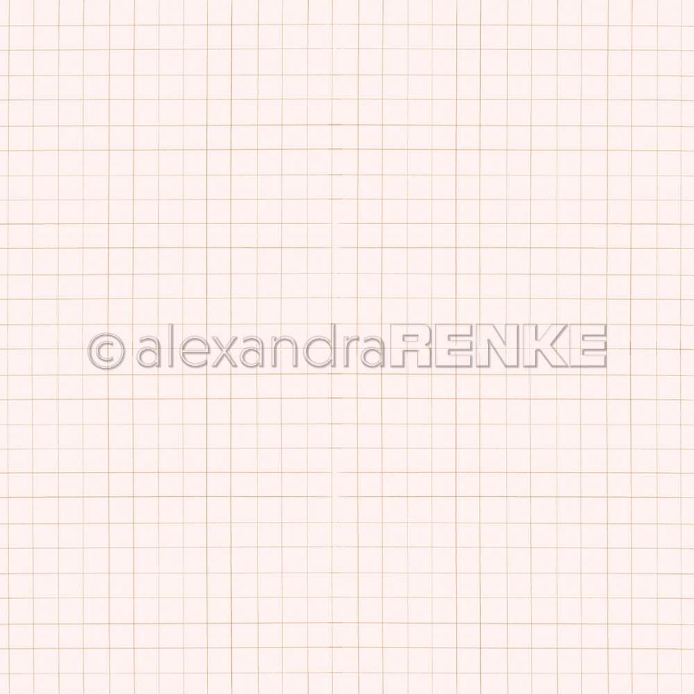 Hellbeiges Gittermuster auf Weiß mit gleichmäßig verteilten dünnen Linien - ideales Designpapier von Alexandra Renke für Papierprojekte oder Buchbinderei.