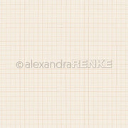 Beigefarbener Hintergrund mit hellbraunem Gittermuster und dezentem Wasserzeichen von Alexandra Renke - perfekt für Designpapierprojekte oder Kreationen zum Thema Bleistiftkaro Gold.