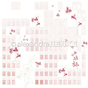 Ein zartrosa Raster mit zarten rosa Blüten auf weißem Hintergrund von Alexandra Renke, perfekt für kreative Papierprojekte oder als charmantes Designpapier.