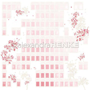 Rosa Aquarell-Rechtecke mit zarten rosa und weißen Blumenbüscheln auf weißem Hintergrund - perfektes Designpapier von Alexandra Renke für Papierprojekte oder zur Ergänzung Ihrer Farbkarten Beerenzweig-Kollektionen.