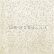 Hellbeiger Hintergrund mit zarten grauen Schneeflocken - ideal als Designpapier Basteln oder Papier für Grußkarten, im Stil von Alexandra Renke's Designpapier Schneeflockenzauber Blassgrün.