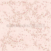 Zartes florales Muster mit kleinen roten Beeren und grünen Blättern auf zartrosa Hintergrund - ideal für Papierprojekte oder als Alexandra Renke Designpapier Beerenwirbel Blassrosa in Ihrer nächsten Buchbinderei Kreation.