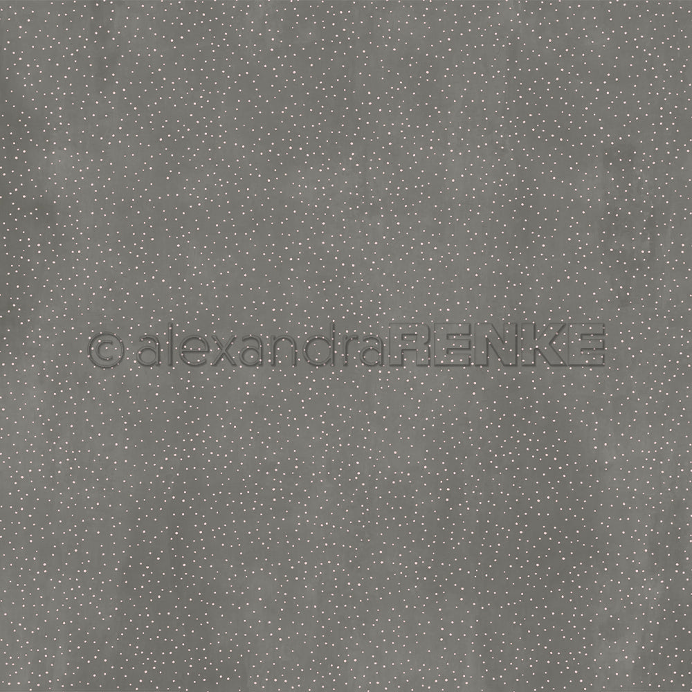 Grauer strukturierter Hintergrund mit kleinen, gleichmäßig verteilten weißen Punkten in einem Gittermuster, inspiriert von der Kollektion Punktetanz Diamantgrau von Alexandra Renke.