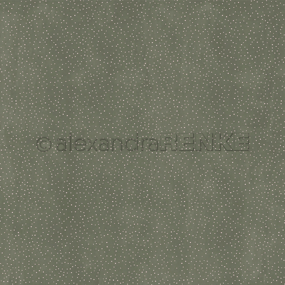Dunkelgrüner, strukturierter Hintergrund mit kleinen, gleichmäßig verteilten weißen Punkten von Alexandra Renke - ideal zum Buchbinden oder für Papierprojekte.