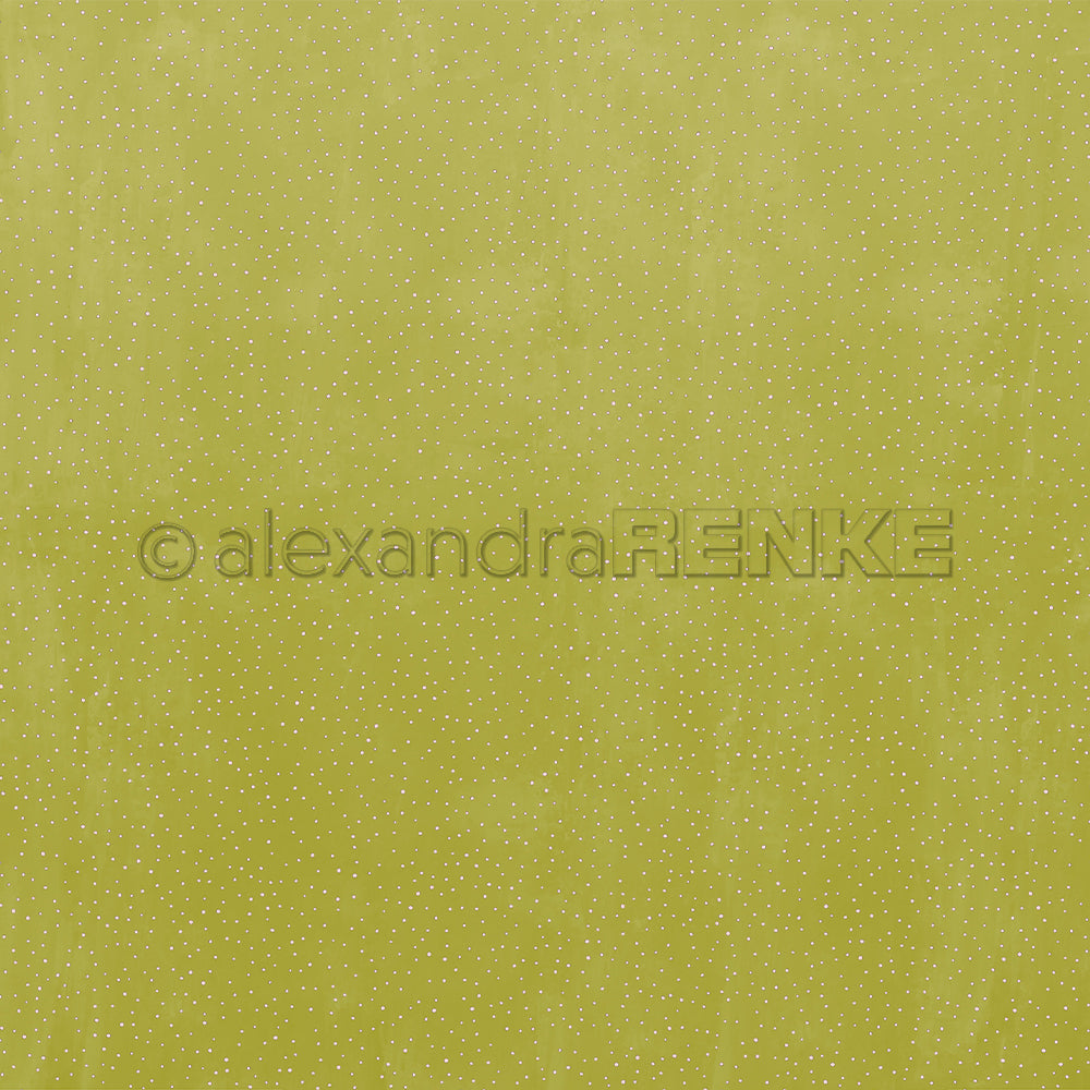 Hellgrünes Designpapier von Alexandra Renke mit einem dezenten Muster aus kleinen weißen Tupfen - ideal für Grußkarten oder Papierprojekte.