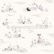 Alexandra Renke Designpapier mit handgezeichneten Schlitten, Geschenken, Schlittschuhen, Herzen und Schneeflocken - ideales Bastelpapier oder Designpapier für Basteleien zum Thema Schneevergnügen.