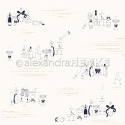 Handgezeichnete Sektflaschen und Gläser mit Schleifen und Text auf hellem Hintergrund, mit Alexandra Renke-idealem Designpapier für Papierprojekte oder um Ihren kreativen Projekten einen eleganten Touch zu verleihen.