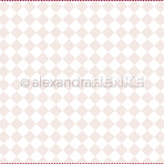 Hellbeiges und weißes Rautenmuster mit dunkelroter Wellenbordüre von Alexandra Renke - perfekt für Papierprojekte, Buchbinderei, oder als Designpapier Großes Karo rosa Inspiration.