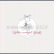 Eine festliche Hirsch- und Baumgrafik mit "What a wonderful World" in roter Schrift von Alexandra Renke, perfekt für Papierprojekte oder charmant für Ihre nächste Designpapier- oder Buchbinderei-Kreation.