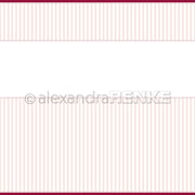 Der rosa-weiß vertikal gestreifte Hintergrund (Rosa Streifen) von Alexandra Renke hat eine große weiße Mitte und dünne gestrichelte Linien - ideal für Papierprojekte oder als schickes Designpapier.