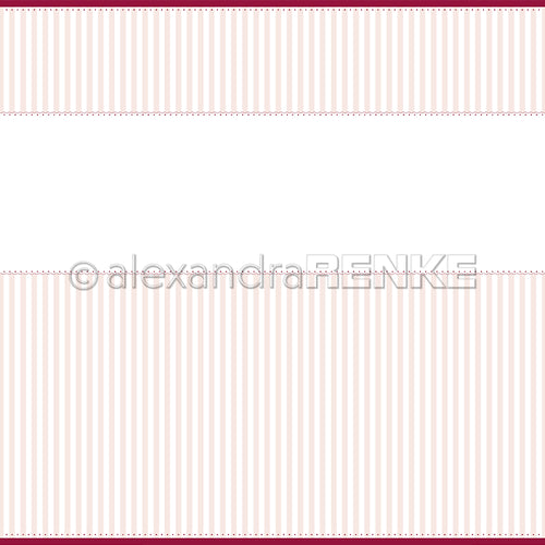 Der rosa-weiß vertikal gestreifte Hintergrund (Rosa Streifen) von Alexandra Renke hat eine große weiße Mitte und dünne gestrichelte Linien - ideal für Papierprojekte oder als schickes Designpapier.