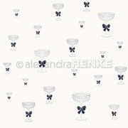 Line Art von Cocktailgläsern mit Schleifen, verstreut auf hellem Hintergrund - perfekt als einzigartiges Designpapier für kreative Buchbinderei oder Papierprojekte von Alexandra Renke.