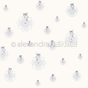 Schlichte gezeichnete Blumen mit Schleifen auf hellem Hintergrund und Wasserzeichentext - perfektes Designpapier von Alexandra Renke für Papierprojekte und Buchbinderei.