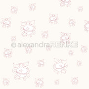 Handgezeichnete Matrosenbändchen und Sterne auf cremefarbenem Hintergrund - dieses Alexandra Renke Designpapier ist ideal für kreative Papierprojekte und Buchbinderei.