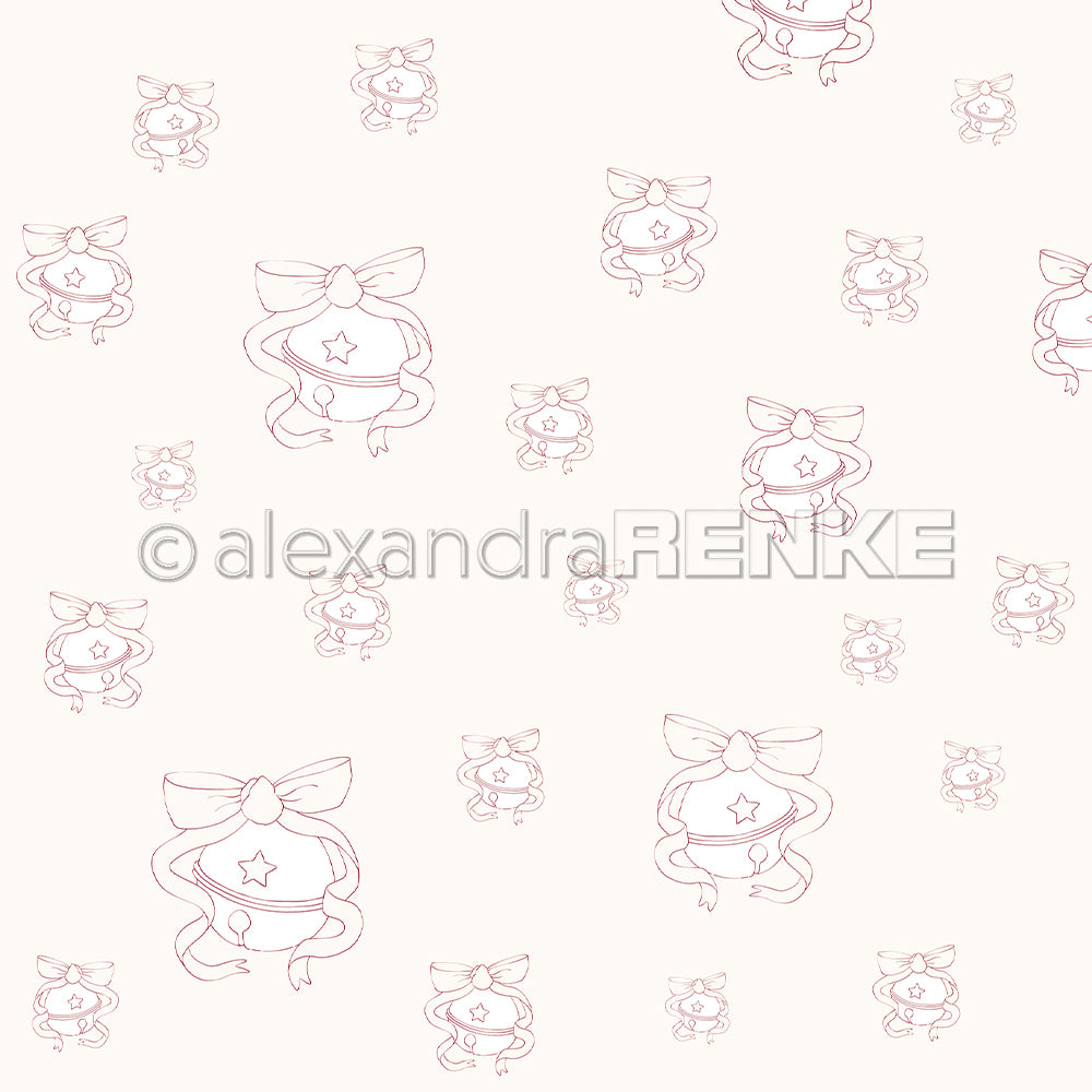 Handgezeichnete Matrosenbändchen und Sterne auf cremefarbenem Hintergrund - dieses Alexandra Renke Designpapier ist ideal für kreative Papierprojekte und Buchbinderei.