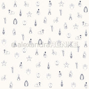 Einfache handgezeichnete Krippenfiguren bilden ein charmantes Designpapier von Alexandra Renke mit einem sich wiederholenden Muster auf hellem Hintergrund - ideal für festliche Papierprojekte.