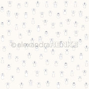 Dieses Designpapier von Alexandra Renke zeigt ein Muster mit Engeln - schlichte, handgezeichnete Engel in gleichmäßigen Abständen auf weißem Grund, ideal für alle Ihre Papierprojekte.