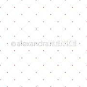 Weißer Hintergrund mit dezentem Karoraster Herzen und winzigen roten Punkten an jedem Schnittpunkt - dieses Alexandra Renke Designpapier ist perfekt für reizvolle Papierprojekte.