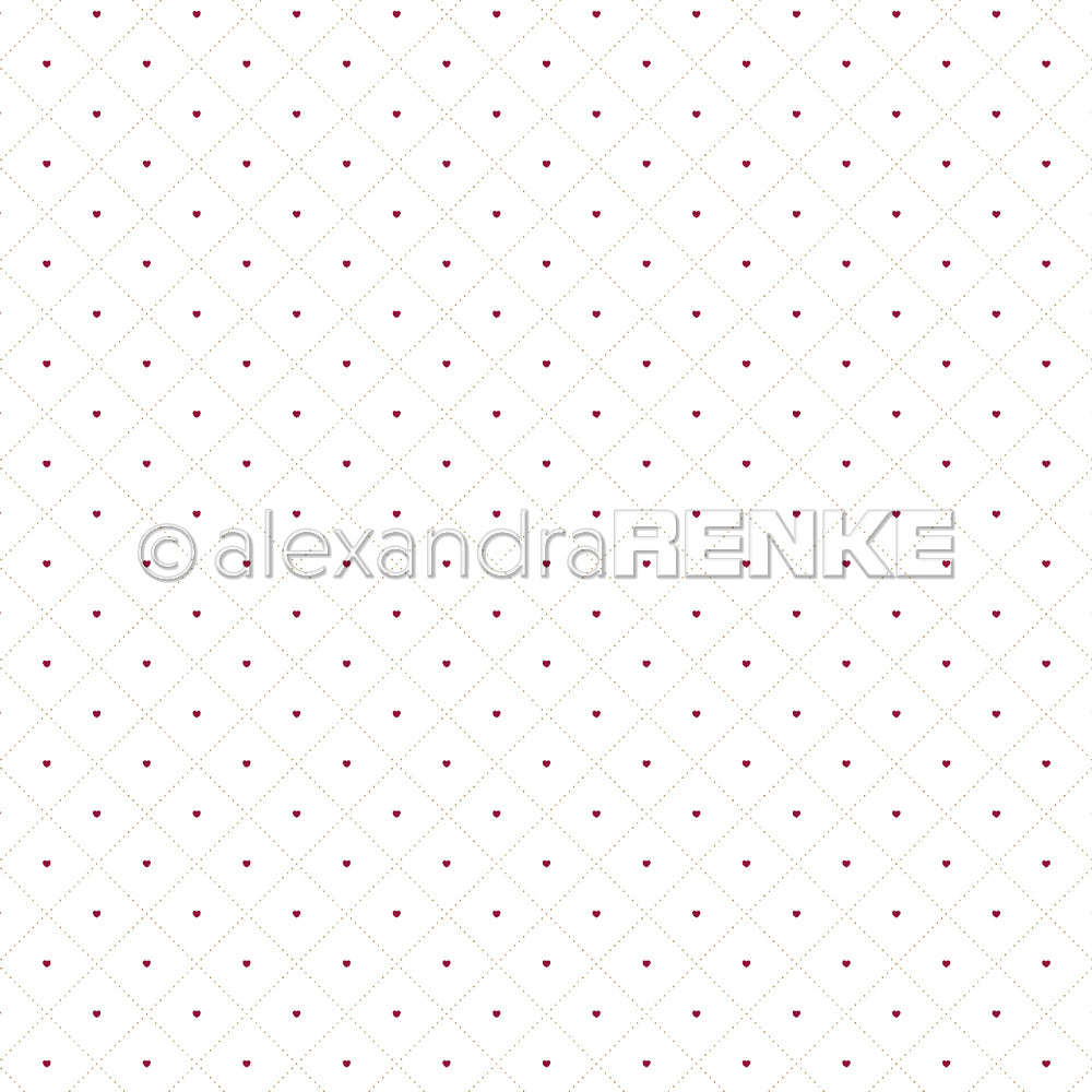 Ein weißer Hintergrund mit einem Raster aus kleinen roten Punkten in einem Rautenmuster-perfektes Alexandra Renke Designpapier für Papierprojekte oder um Karoraster Herzen klein zu gestalten.