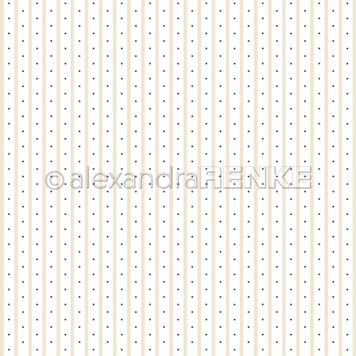 Vertikale beige Streifen mit kleinen, gleichmäßig verteilten schwarzen Punkten auf weißem Hintergrund - Alexandra Renke Designpapier, ideal für Papierprojekte oder Buchbinderei.