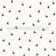 Designpapier von Alexandra Renke mit fröhlichem Weihnachtssockenregen und kleinen Punkten auf weißem Hintergrund - ideal für kreative Weihnachtsprojekte.