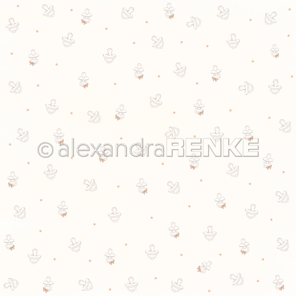 Einfache Strichzeichnungen von Schaukelpferden und Sternen auf weißem Grund - dieses Designpapier von Alexandra Renke eignet sich perfekt für handgefertigte Projekte oder zur Markierung von Meilensteinen wie Erster Schnuller.