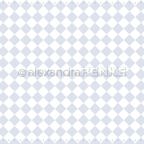 Das hellblau-weiß karierte Papier von Alexandra Renke hat einen gewellten Rand mit kleinen Punkten - ideal für Papierprojekte oder Buchbindereien - und passt hervorragend zur Kollektion Große Karo Feenblau.
