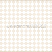Dieses beige-weiß karierte Designpapier von Alexandra Renke hat eine dezent gepunktete Bordüre, ideal für Papierprojekte oder Buchbinderei.