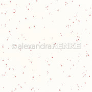 Kleine rote Herzen verstreuen sich auf weißem Hintergrund und bilden ein zartes und minimalistisches Muster - ideales Designpapier für Papierprojekte von Alexandra Renke.