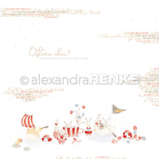 Skurrile Osterszene mit Hasen, Tassen, Eiern und einem kleinen Wikingerschiff auf Weiß - ideal für Grußkarten oder kreative Papierprojekte mit Alexandra Renke Designpapier Ostern.