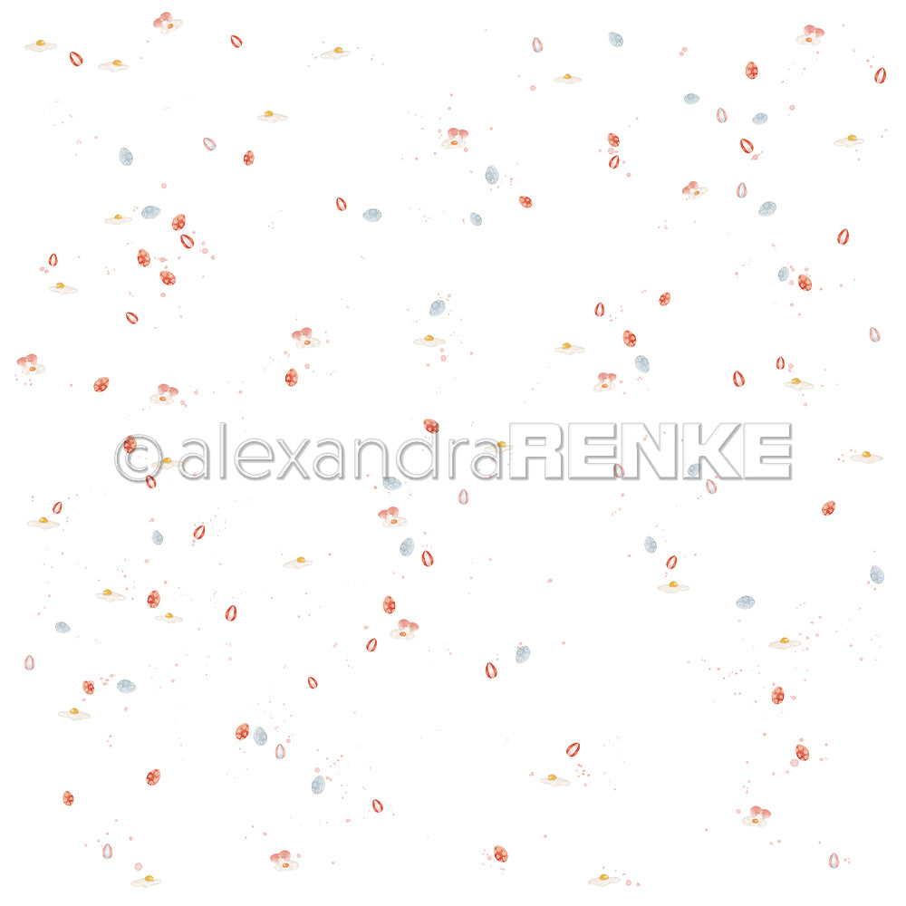 Verstreute Aquarellbeeren und -samen auf weißem Hintergrund mit kunstvoller Textur, ideal für Buchbinderei oder Papierprojekte wie Alexandra Renkes charmantes Designpapier Ostereierreigen Bunt.