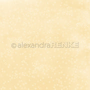 Hellbeiger Hintergrund mit einem verstreuten Muster aus kleinen, weißen Gänseblümchen - ideales Designpapier von Alexandra Renke für Papierprojekte oder um einen Margeritenreigen auf Gelb zu evozieren.