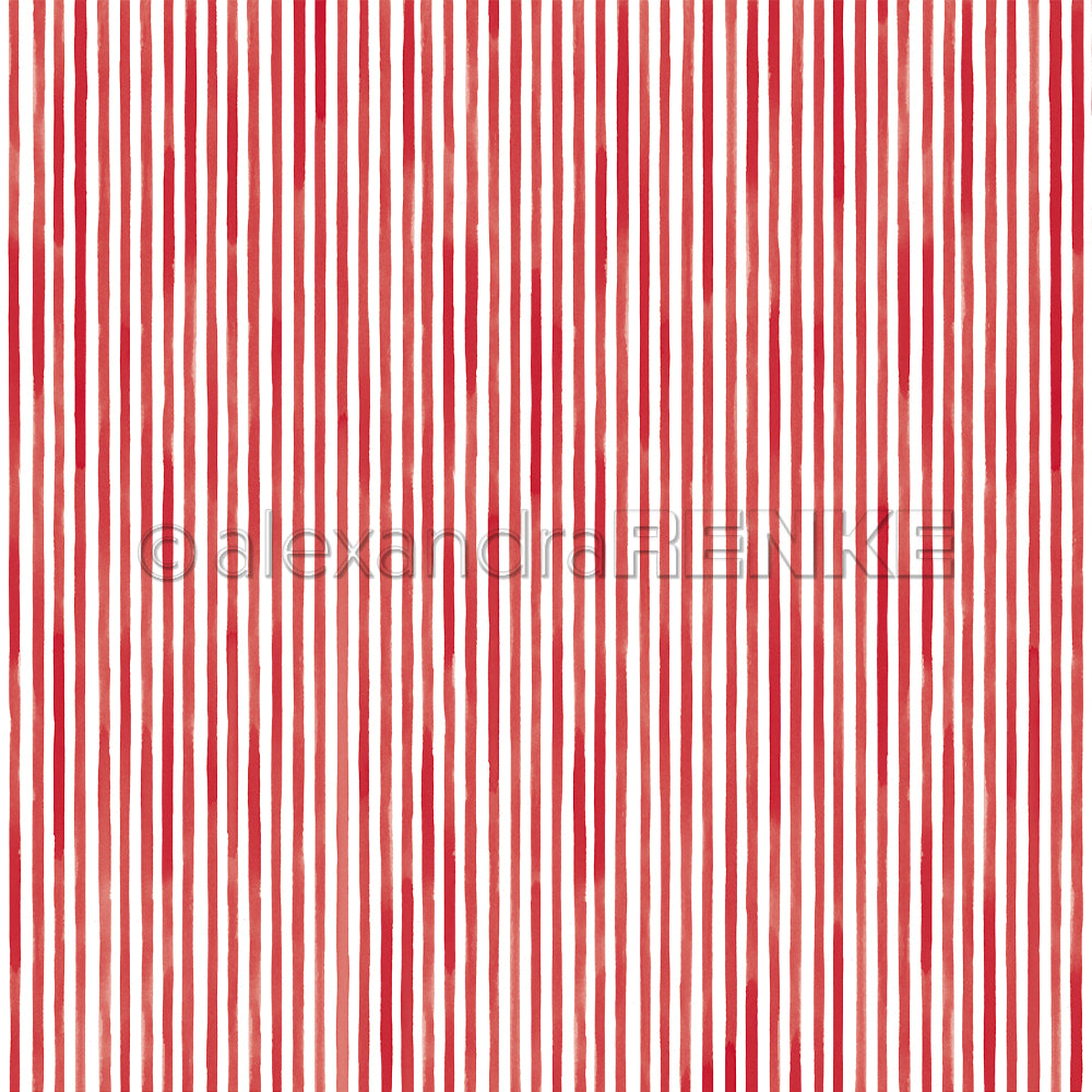 Rote und weiße Längsstreifen in handgemalter Aquarelloptik - ideal als Alexandra Renke Designpapier Streifen Rot für Papierprojekte oder einzigartige Buchbinderei-Kreationen.