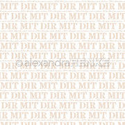 Hellbraune und graue Serifentypo gestreifte Schriften wiederholen "MIT DIR" und "Mit dir kann ich fliegen" auf weißem Alexandra Renke Designpapier-ideal für kreative Papierprojekte.