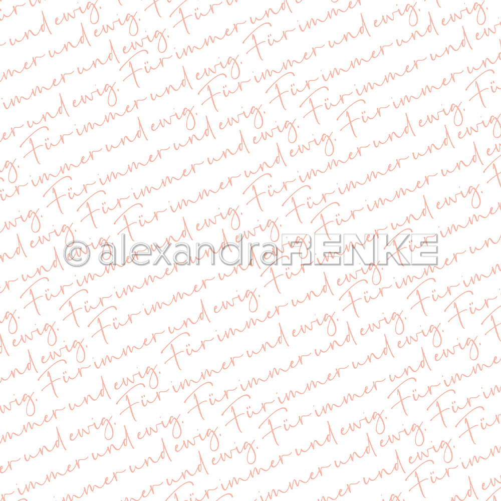 Hellrosa Schreibschrift "Finde jeden inneren Wind" wiederholt sich diagonal auf weißem Alexandra Renke Designpapier - ideal für Papierprojekte oder in Kombination mit der Typo Für immer und ewig Elegant-Rosa.